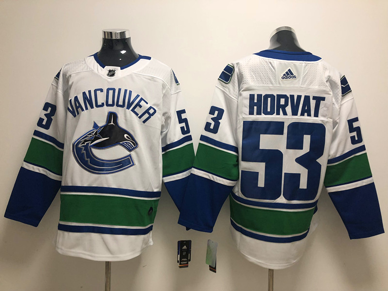 Mens Vancouver Canucks #53 Bo Horva adidas White away Player Jersey